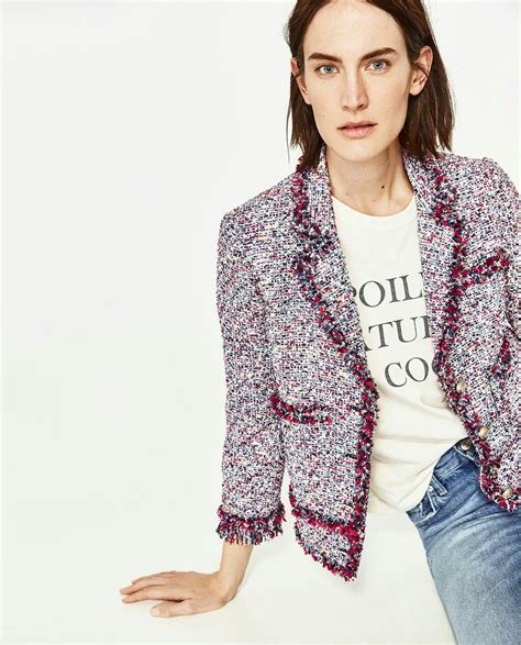 chanel jacket styling|chanel style jacket zara.